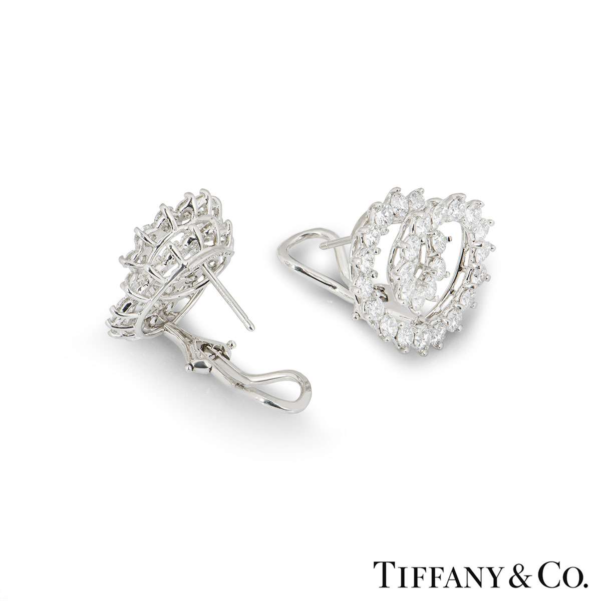 Tiffany & Co. Platinum Diamond Swirl Earrings Rich Diamonds